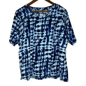 LOGO by Lori Goldstein Blue and White Blouse